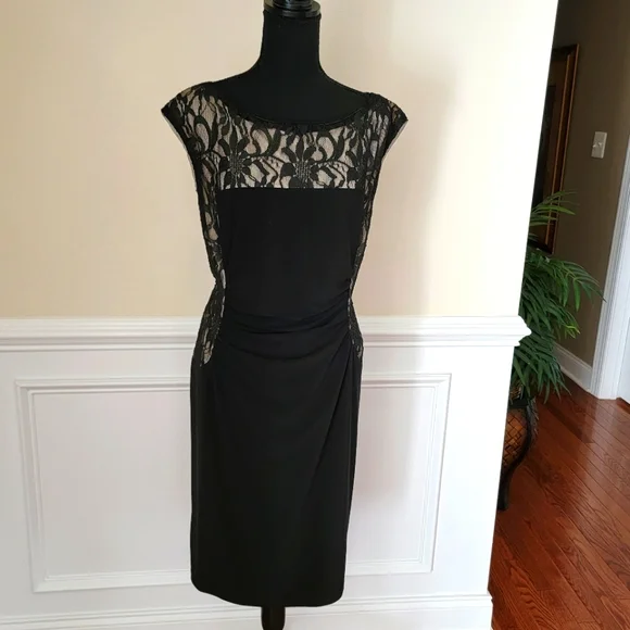 open lace back dress RM Richards Embellished Bat Wing Cocktail Dress main image 1